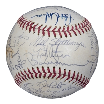 1973 New York Yankees Team Signed OAL Cronin Baseball With 33 Signatures Including Munson & Howard (PSA/DNA)